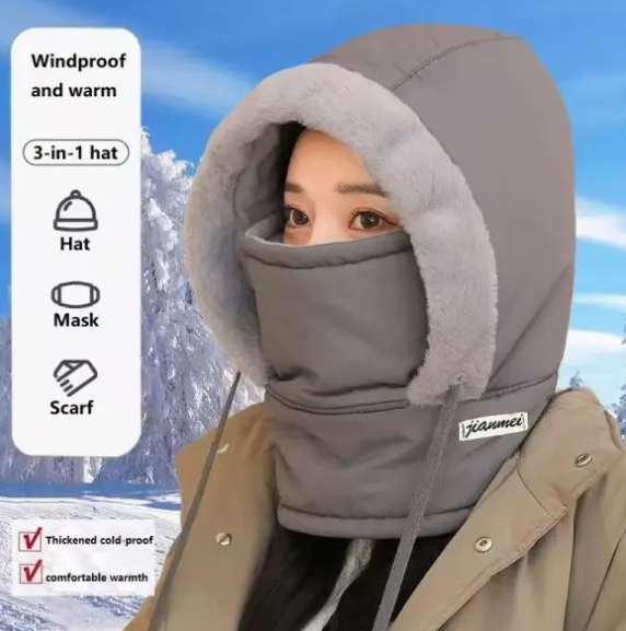 Polar Fleece Winter Balaclava – Thick Warm Hood Hat with Face Mask for Men & Women